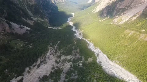 Flying on a throne in the Caucasus mountains Stock Footage 162057633