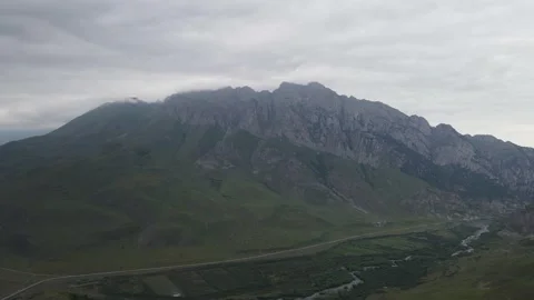 Flying on a throne in the Caucasus mountains Stock Footage 162057744