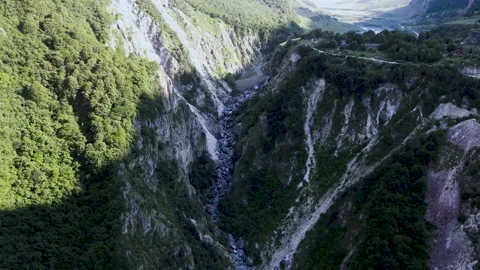 Flying on a throne in the Caucasus mountains Stock Footage 162057845
