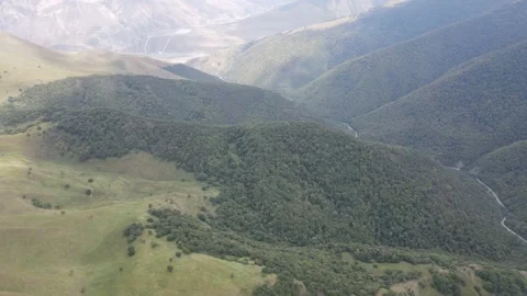 Flying on a throne in the Caucasus mountains Stock Footage 162159604