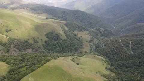 Flying on a throne in the Caucasus mountains Stock Footage 162159636