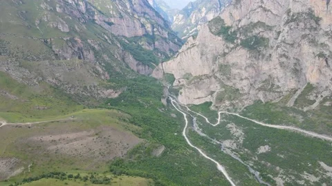 Flying on a throne in the Caucasus mountains Stock Footage 162159702