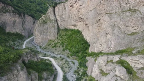 Flying on a throne in the Caucasus mountains Stock Footage 162159781