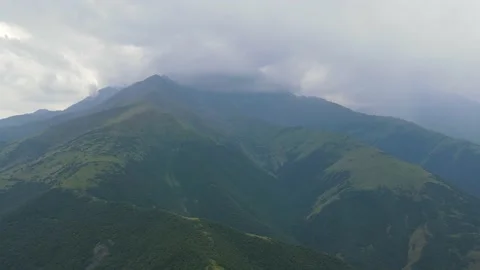 Flying on a throne in the Caucasus mountains Stock Footage 162159829
