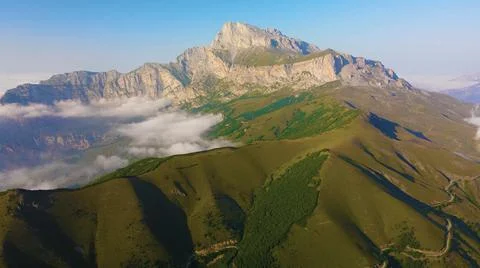 Flying on a throne in the Caucasus mountains Stock Photos