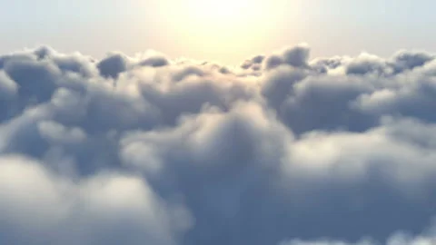 Flying throug the clouds with sun Stock Footage 237140179