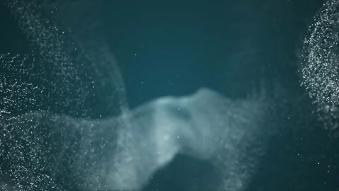 Flying through abstract clouds of white particles in a green liquid Stock Footage 236904439