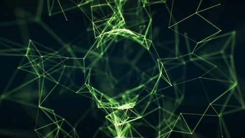 Flying Through the Abstract Growing Network Green Color in Cyberspace Seamless Stock Footage 101977049