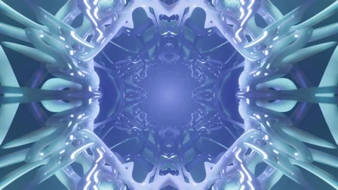 Flying through abstract neon symmetrical organic tunnel. Seamless loop 4k. Vídeos de archivo 172115114