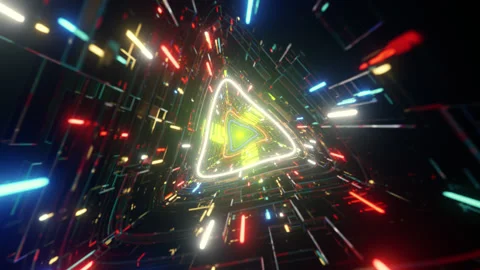 Flying through an abstract neon tunnel. Seamless loop. Video stock 152486357