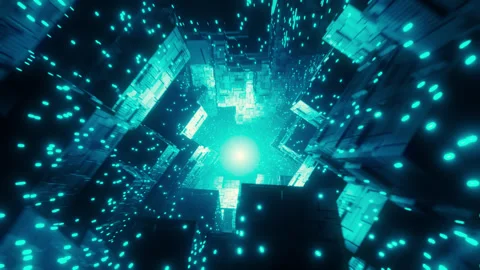 Flying through an abstract sci-fi neon tunnel. Video stock 150004017