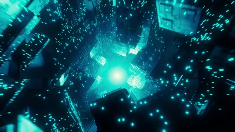 Flying through an abstract sci-fi neon tunnel. Stock Footage 150171248