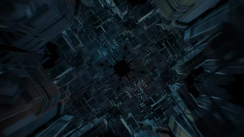 Flying through abstract tunel dark v1 Video stock 106570238