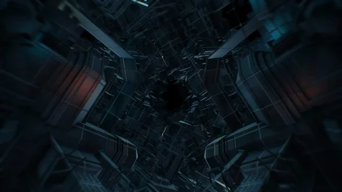 Flying through abstract tunel dark v2 Video stock 106570277