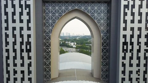 Flying through the arch in Panama Stock Footage 118378737