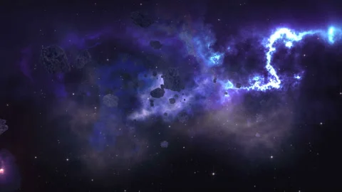 Flying through an asteroid field Stock-Footage 92184242