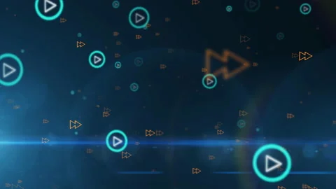 Flying through the audio player icons Stock Footage 167218213