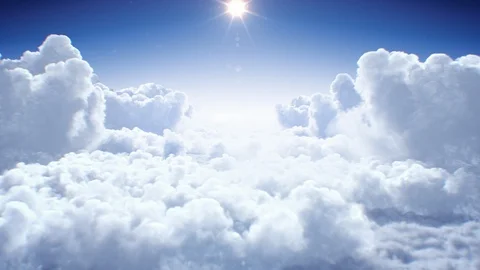 Flying Through the Beautiful Clouds with the Shining Bright Sun Daylight Stock-Footage 124976657
