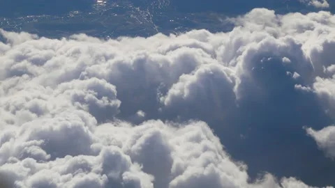 Flying through beautiful thick fluffy clouds. Stock Footage 150071063