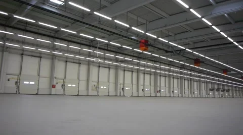 Flying through the big empty warehouse. Stock Footage 48423320