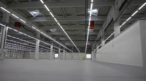 Flying through the big empty warehouse. Stock Footage 48423421