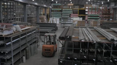 Flying through the big factory warehouse Stock Footage 62914113