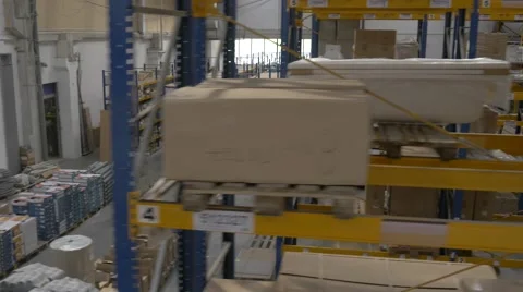 Flying through the big factory warehouse Stock Footage 62943219