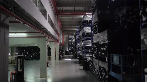 Flying through the big warehouse Stock Footage 63520857