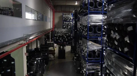 Flying through the big warehouse Stock Footage 63520994