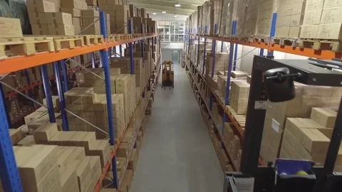 Flying through the big warehouse. Stock Footage 70518724