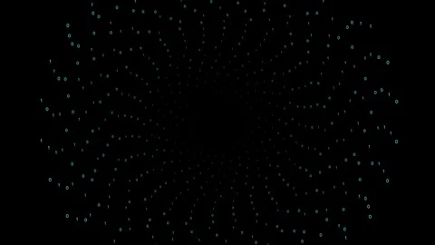 Flying through binary code tunnel on black background 4K Stock Footage 337119202