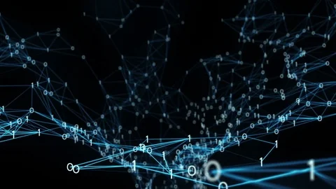 Flying through Binary Digital Plexus Tunnel Funnel 스톡 동영상 82708212