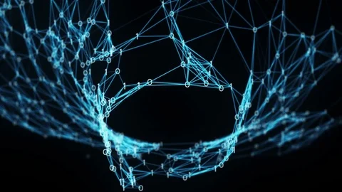 Flying through Binary Digital Plexus Tunnel Funnel 스톡 동영상 82709833