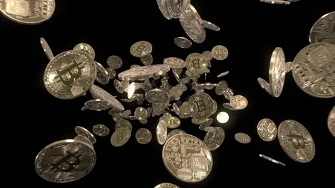 Flying through Bitcoins on Black Stock Footage 85059801