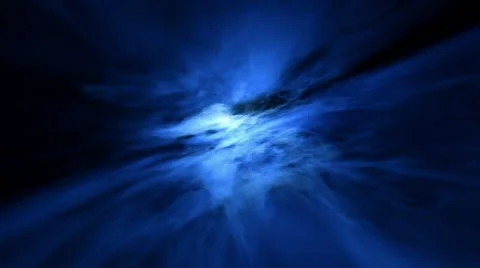 Flying through blue fractal style clouds, loopable 3D animation Stock Footage