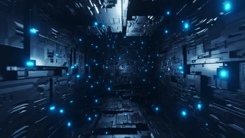 Flying Through a Blue Light Tunnel. Infinitely looped animation Stock Footage 258440401