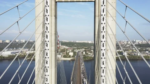 Flying Through The Bridge Columns Stock Footage 107121882