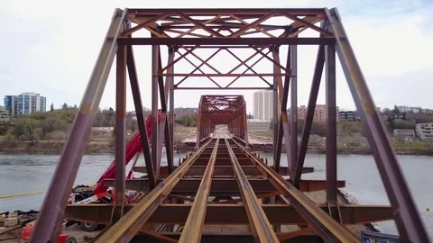 Flying through a bridge Stock Footage 77709668