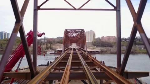 Flying through a bridge Stock Footage 77709831