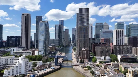 Flying Through Canary Wharf Stock Footage 341317699