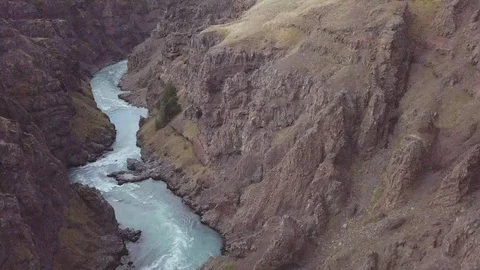 Flying through a canyon with a river in iceland Video stock 91269887