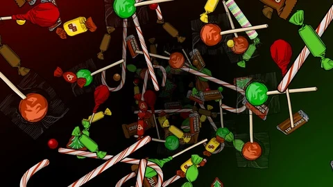 Flying Through Christmas Candy Stock Footage 124648801