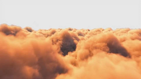 Flying Through the Cinematic Gold Sunset Clouds Background Loop with Alpha Stock Footage 219228341
