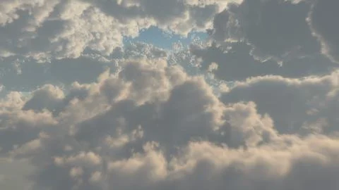 Flying Through Clouds. 3D Realistic Animation Stock Illustration