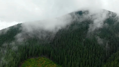 Flying through the clouds above mountain tops. High peaks wonderful morning Stock Footage 115737100
