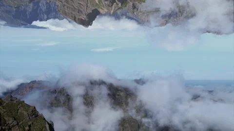 Flying Through Clouds Above Mountain Natural Landscape 4K Video stock 171249398