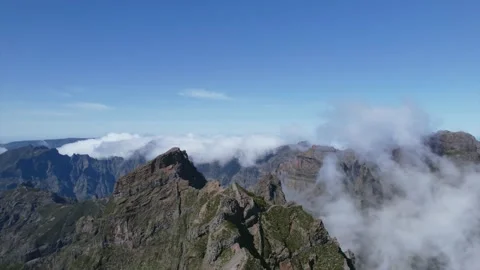Flying Through Clouds Above Mountain Natural Landscape 4K Video stock 171249637