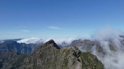 Flying Through Clouds Above Mountain Natural Landscape 4K Video stock 171249735