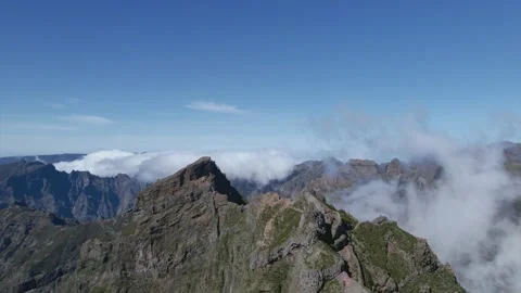 Flying Through Clouds Above Mountain Natural Landscape 4K Video stock 171250244