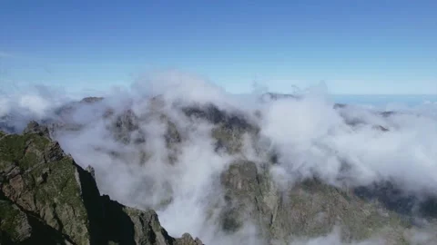 Flying Through Clouds Above Mountain Natural Landscape 4K Video stock 171250266